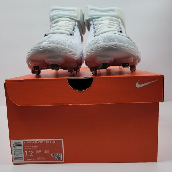 Nike Alpha Huarache Elite 4 Mid Men's White Cleats FD2744-100 US Size 12 NWB - Picture 2 of 10